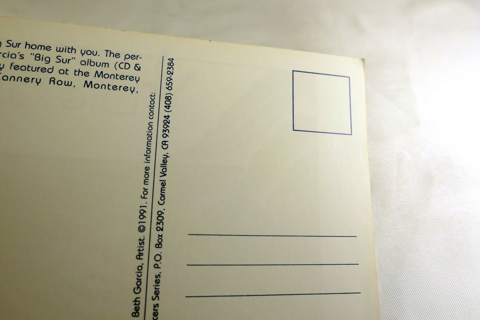 Big Sur Beach Monterey Bay California USA Postcard vintage 1991 w/ pelican ocean