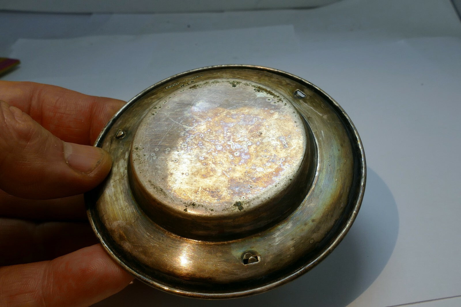 EPNS Candle Holder or Bowl Made in England 3.5 inch Diameter vintage 1890 L.W.LP