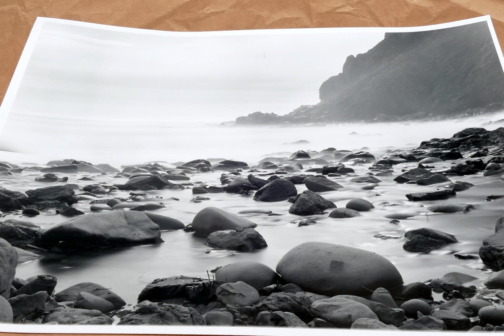 Big Sur California 11X14" Black & white Photo Beach Rocks Surf Ocean - Unsigned
