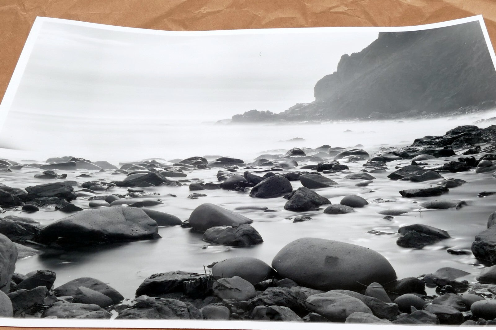Big Sur California 11X14" Black & white Photo Beach Rocks Surf Ocean - Unsigned