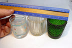 Set of 3 Glass Tealight Candle Holders 2" small beveled frosted Easter bunny