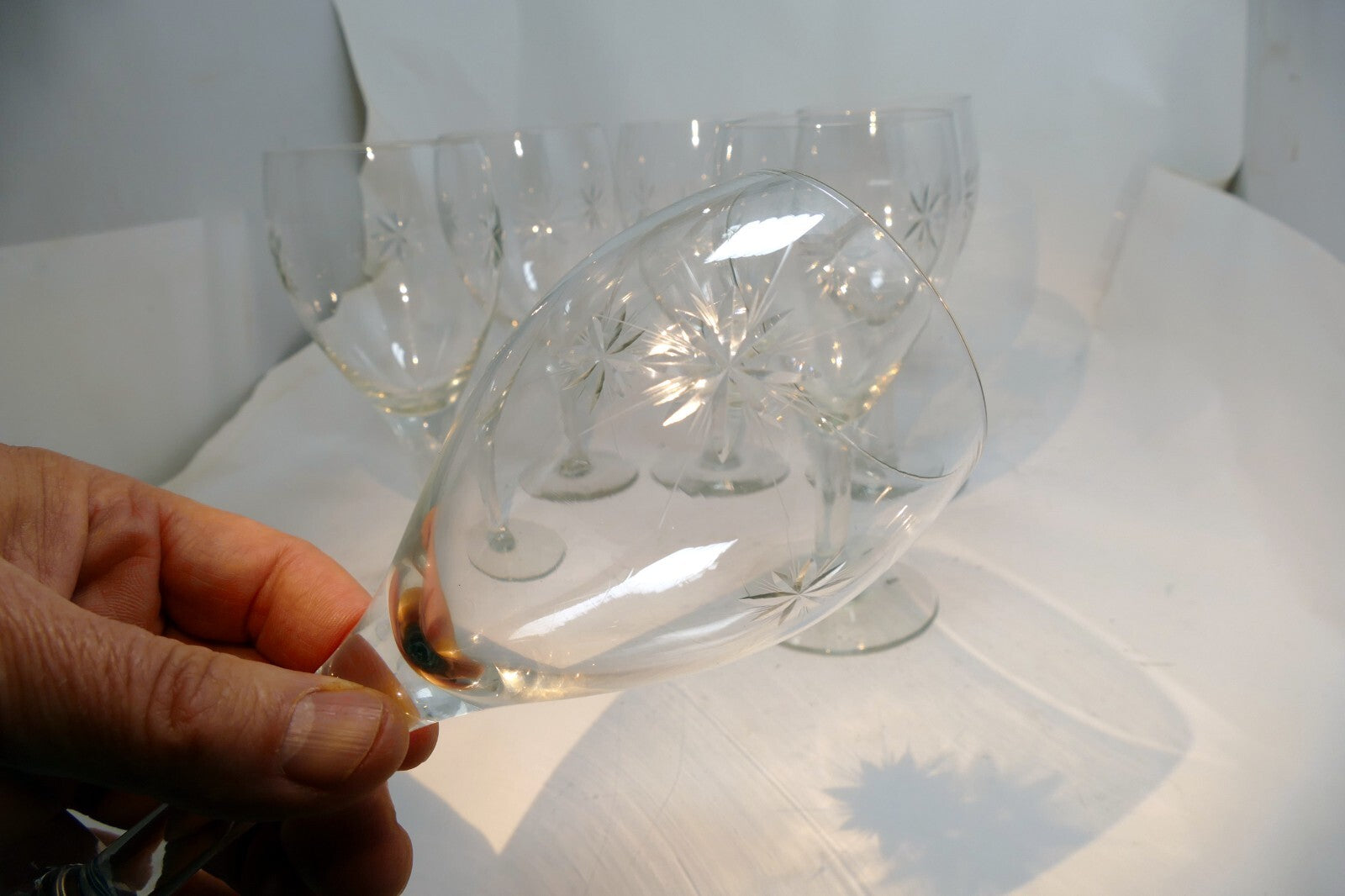 Tiffin-Franciscan Six Point Star Wine Glass Goblet  718403 set of 6 lot twinkle