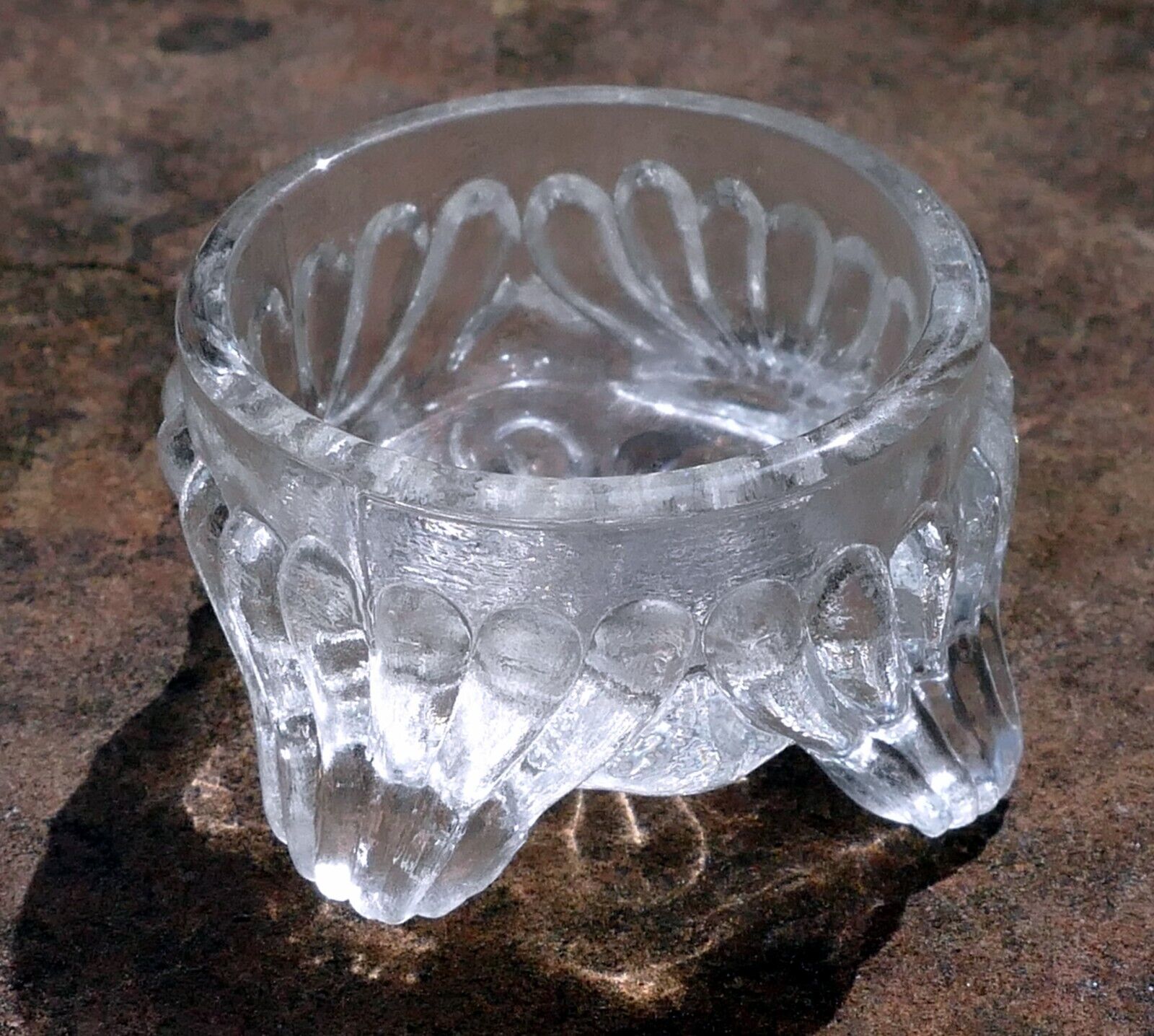 Salt cellars cut crystal hexagon open salt oval depression glass 1.5" small