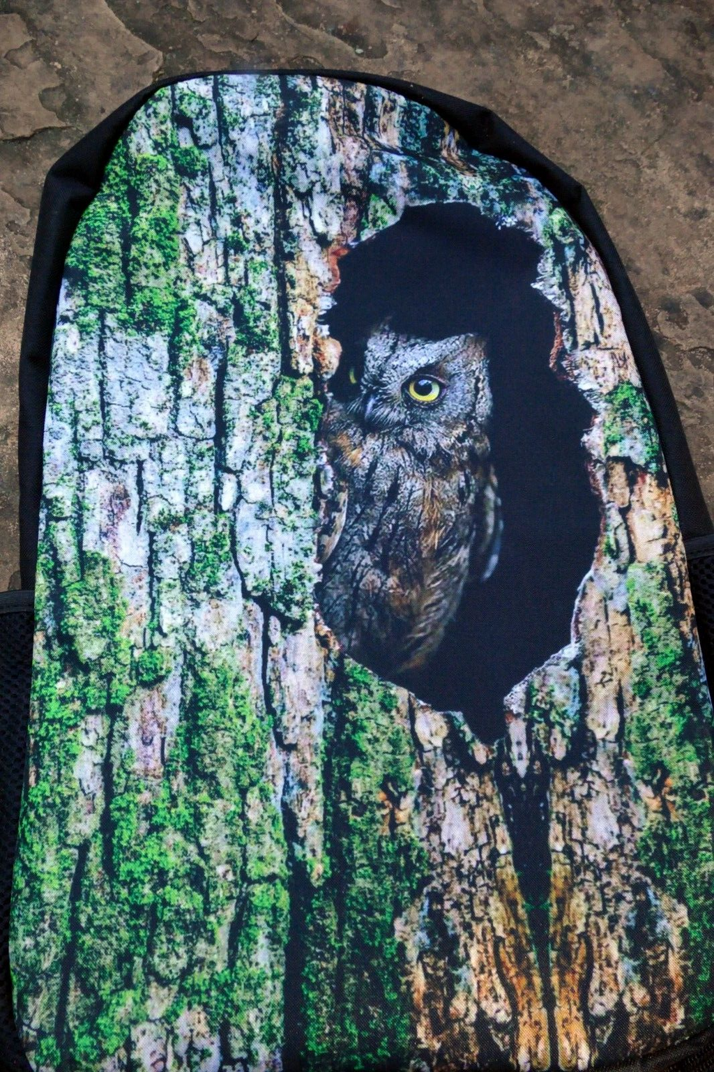 Camo forest green medium backpack bag owl printed camping