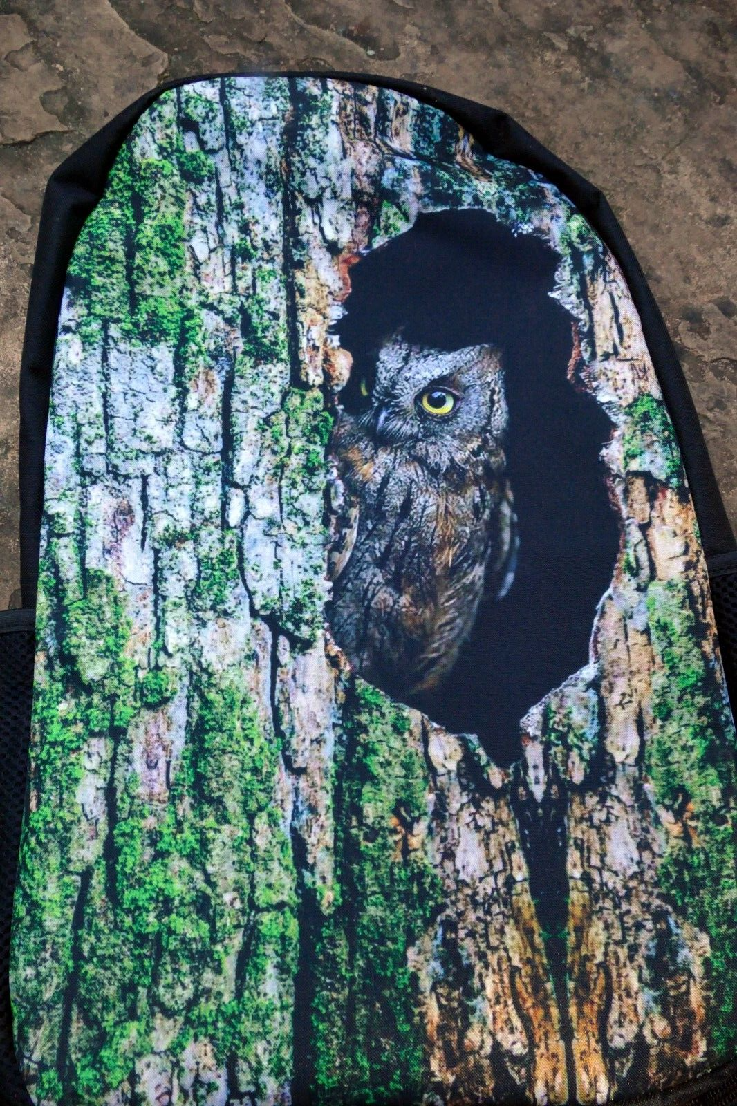 Camo forest green medium backpack bag owl printed camping