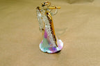 Spun Glass Crystal Christmas Ornament  Angel Gold with trumpet