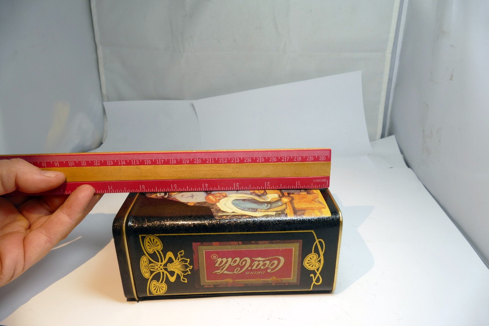 Coca-Cola Tin Can  Red & Gold "Delicious and Refreshing" Drink rectangle  6"