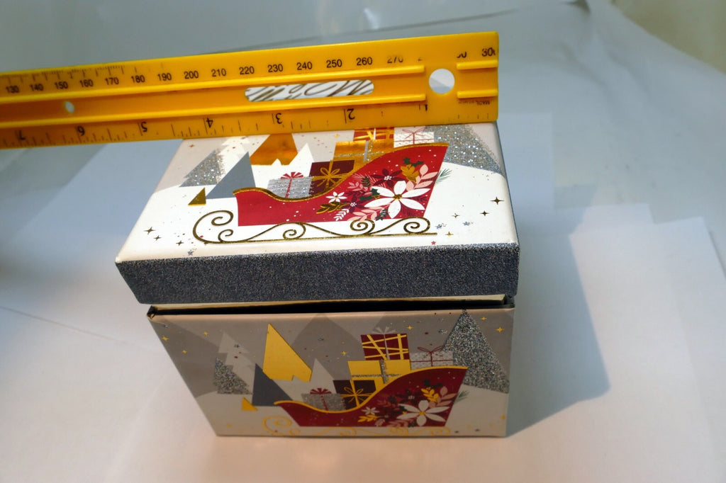 Empty Jingle All The Way Cardboard Christmas Box Sleigh w/ gifts