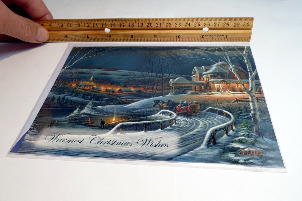 Christmas Card Season's Greeting home snow winter horse sleigh kids Hokey