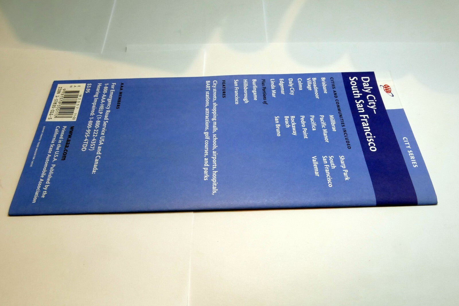 2000 AAA City Series Daly City- South San Francisco Map Pacifica Colma San Bruno