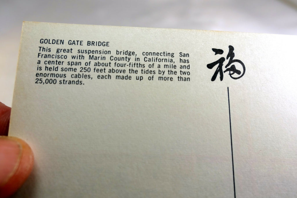 Golden Gate Bridge San Francisco  California USA Postcard 1970's