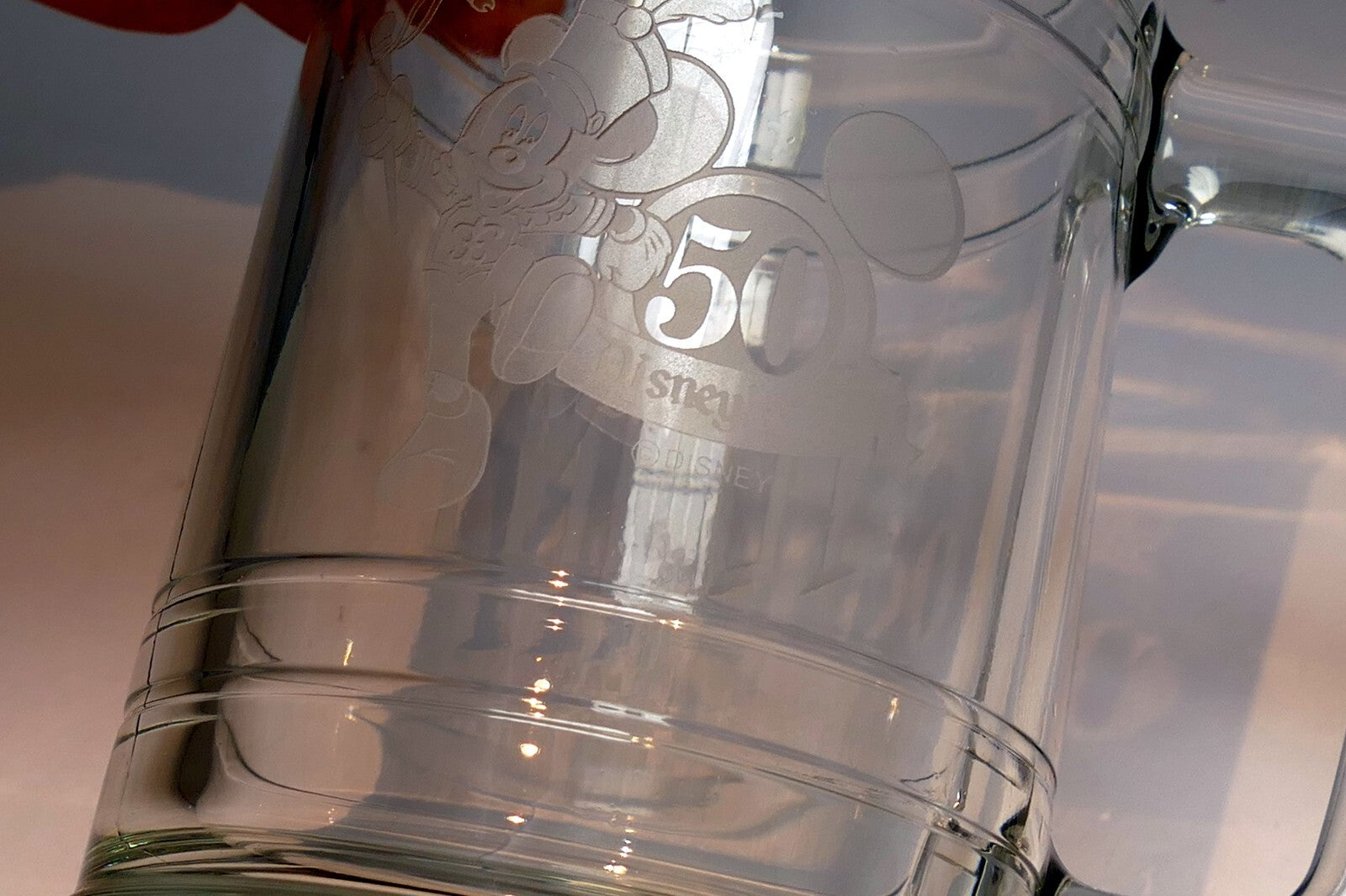Mickey Mouse Large Glass Beer Stein Mug Walt Disneyland Etched Engraved "TOMMY"