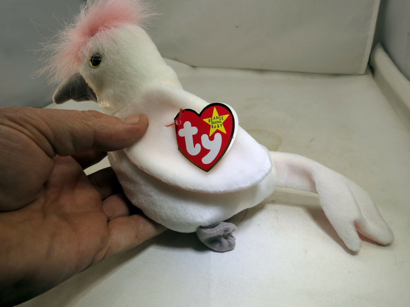 TY Beanie Baby Kuku Rare/Retired 1998 plush toy collection bird white parrot
