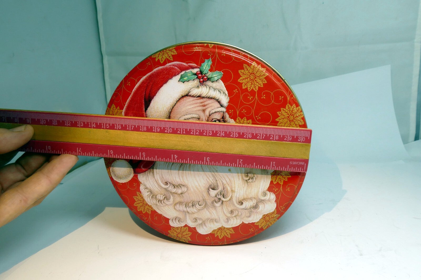 Two pack Cookies Candy Round Tin empty container Christmas eve Santa Claus smile