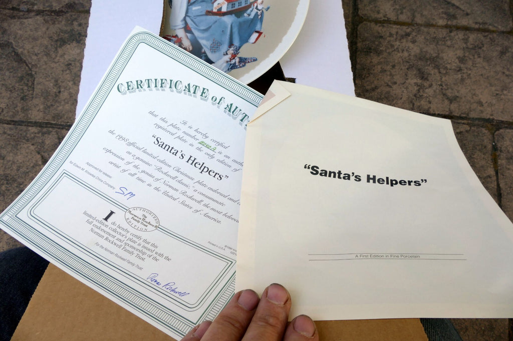 NORMAN ROCKWELL "Santa helpers" Plate ca. 1998 Christmas Knowles COA