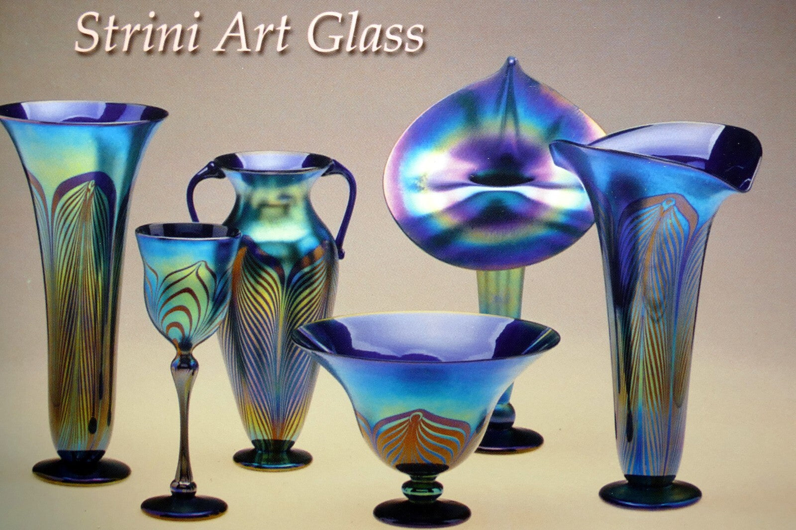 Strini art glass 2001 sale festival add postcard, unposted