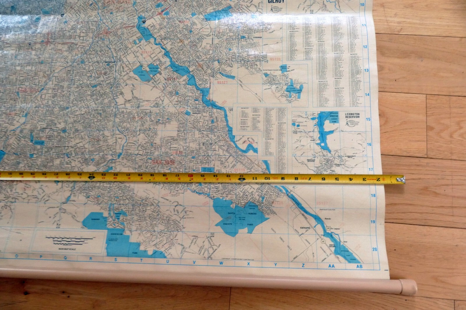 Wall Hanging Santa Clara County Map San Jose Silicon Valley USA 58X42" Ex  Large