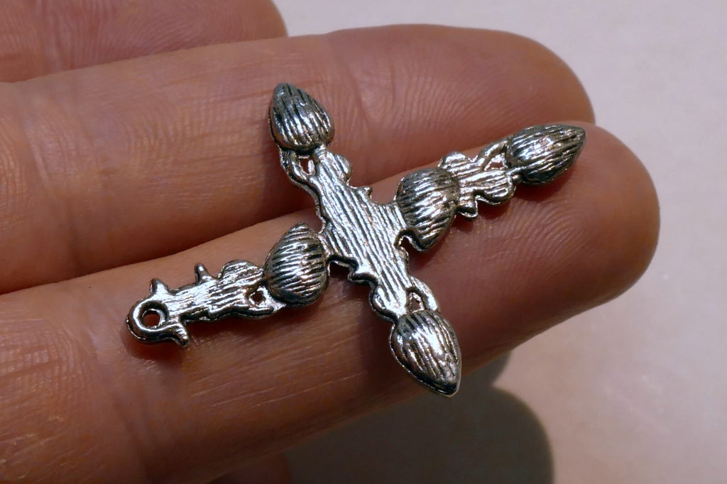 Metal Crucifix Cross Pendant Blue Moon stone torquoise tone 1.5"