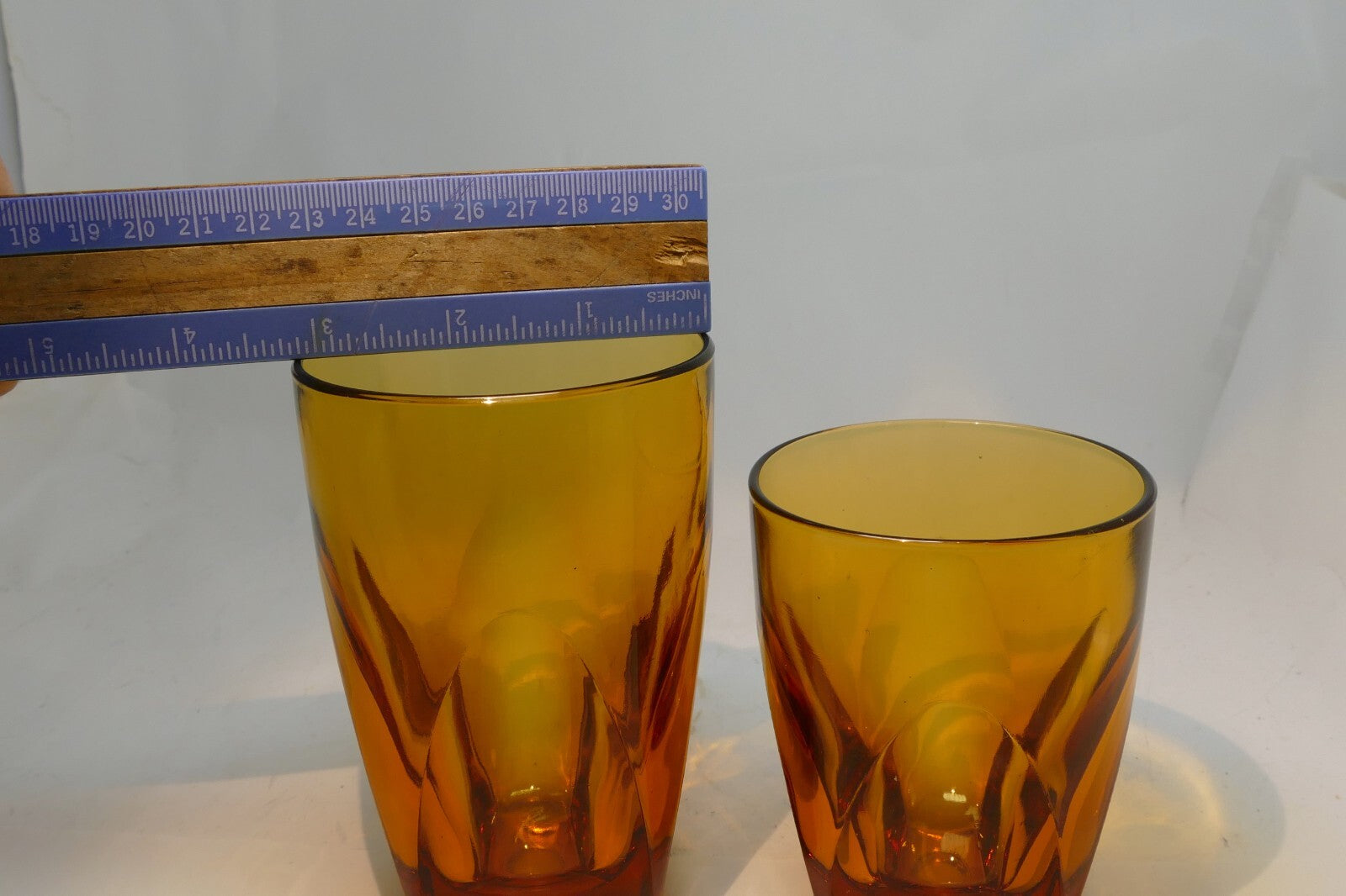 2 Vanity Amber By Colony 2-3 oz Flat Tumbler Large Whiskey Glasses