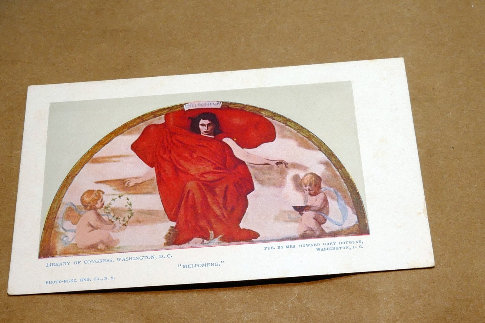 Washington DC, Library of Congress Melpomene by Edward Simmons, Vintage Postcard