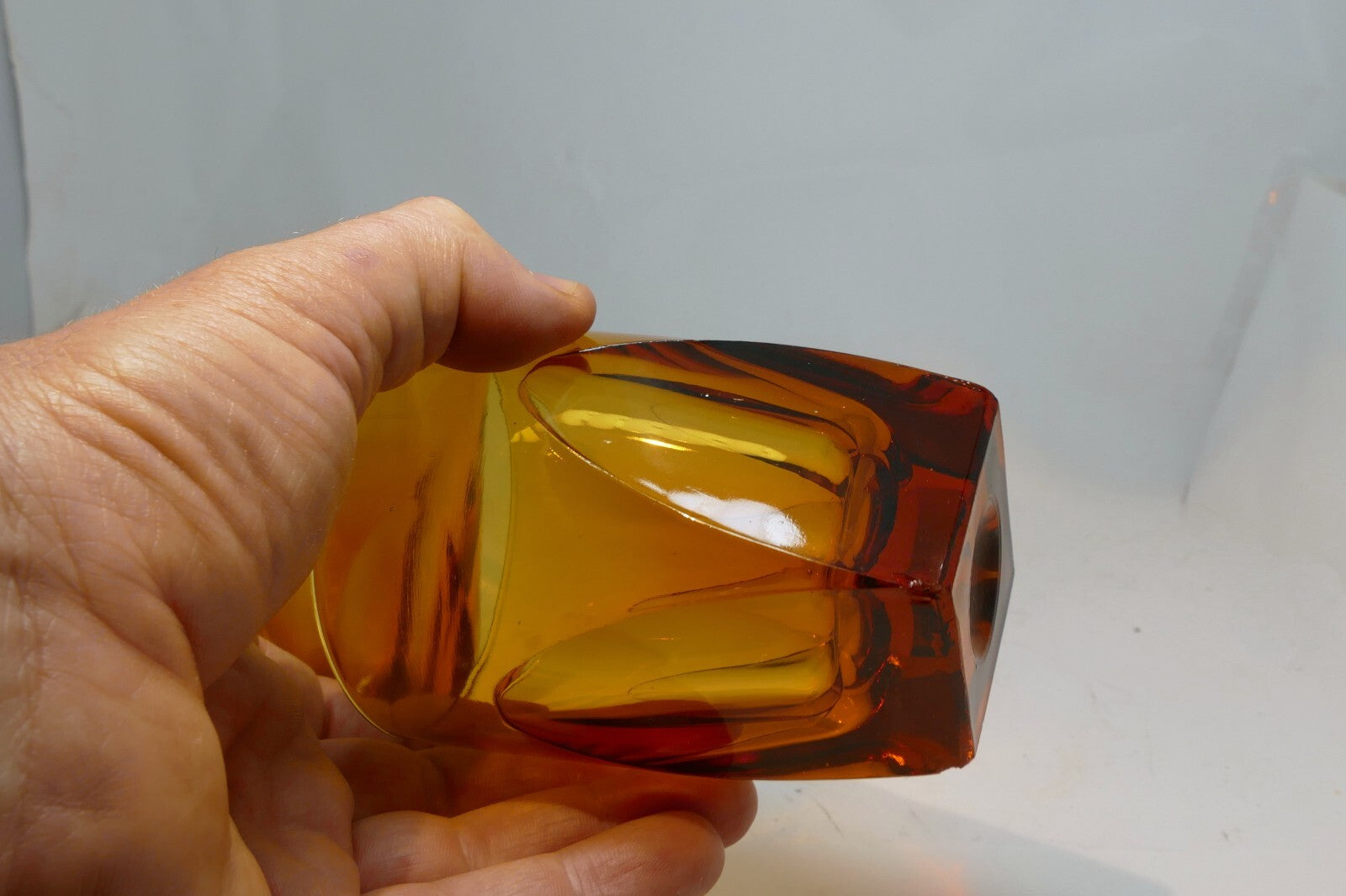 2 Vanity Amber By Colony 2-3 oz Flat Tumbler Large Whiskey Glasses