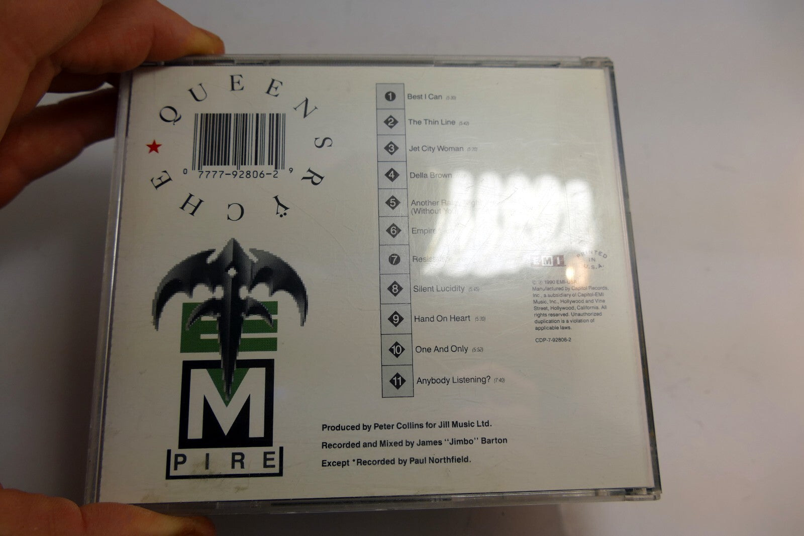 Cover art only Queensryche Empire EMI USA CDP-7-92806-2  (NO CD included)