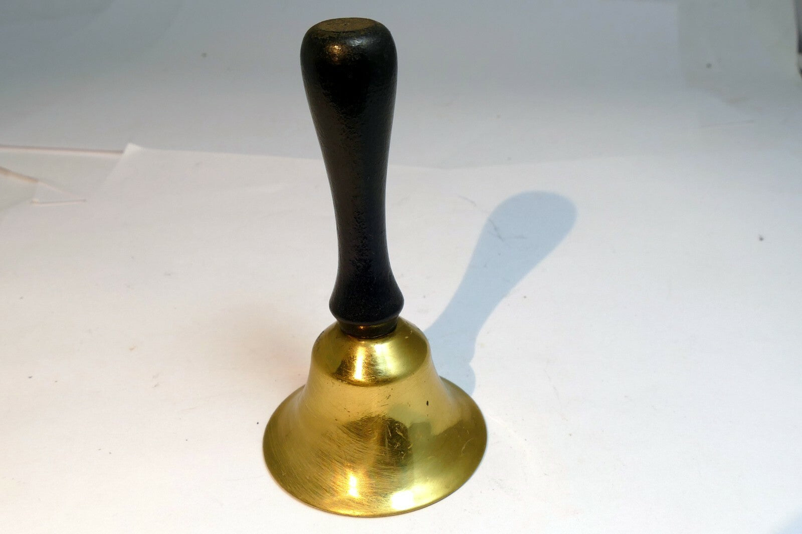 1.5" Solid Brass metal School Diner Bell with wooden handle missing clapper 