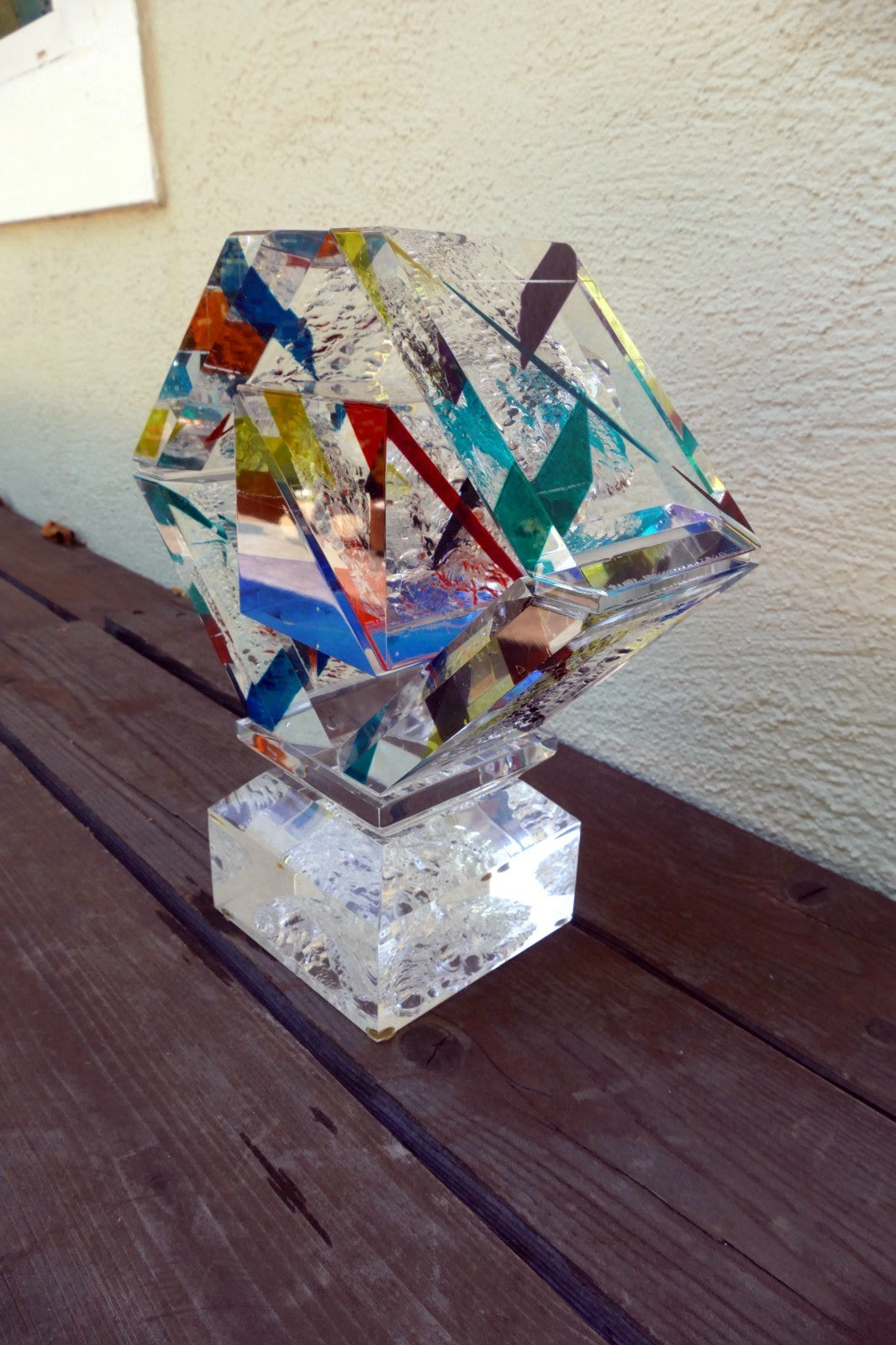 Rod R. Garrett Artist Acrylic Table Modern Sculpture Signed "New Ounce" 1999