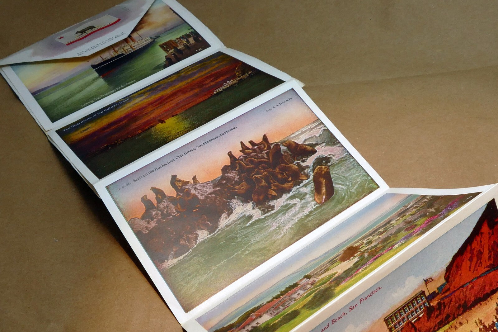 1924 SAN FRANCISCO GOLDEN GATE souvenir POSTCARD color book