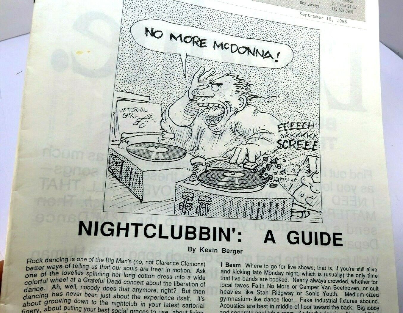 Ward report guide nightclubbing september 18, 1986 san francisco california