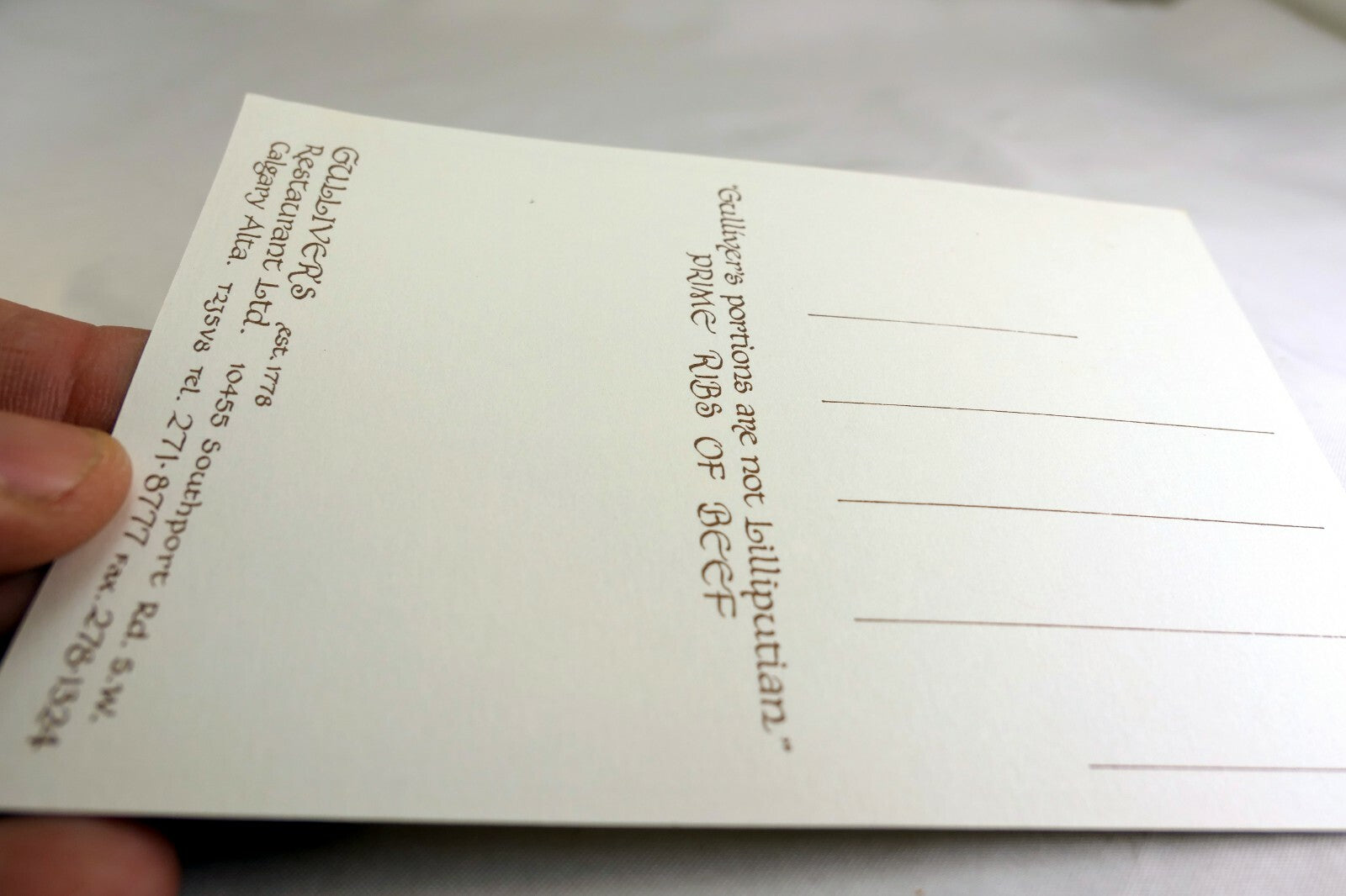 Guliver's Prime Ribs of Beef Restaurant California USA Postcard 1900's