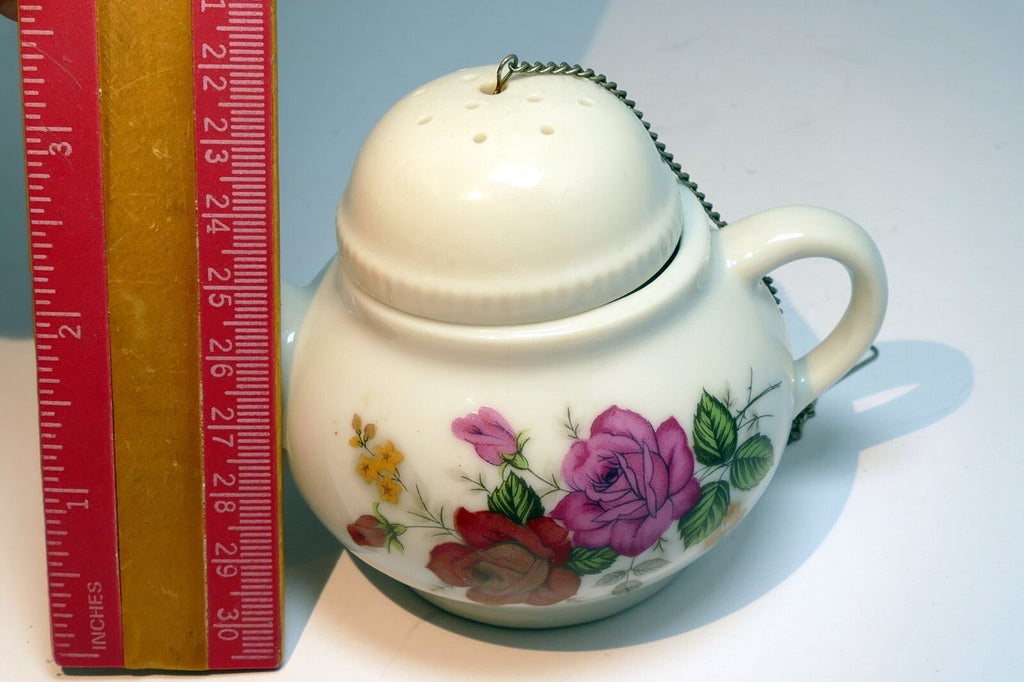 Japanese Porcelain Teapot with Loose Leaf catcher infuser rose floral design