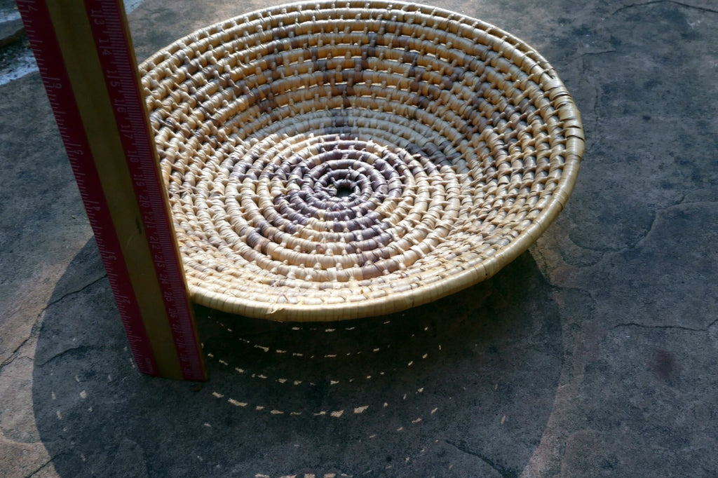 10" Basket Bowl Handwoven Natural Sea Grass Woven Boho Tribal star pattern