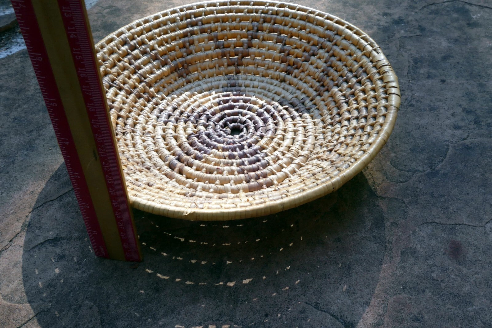 10" Basket Bowl Handwoven Natural Sea Grass Woven Boho Tribal star pattern