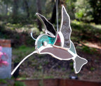 Stained glass hummingbird 4.5" suncatcher handmade 3d hanging ornament