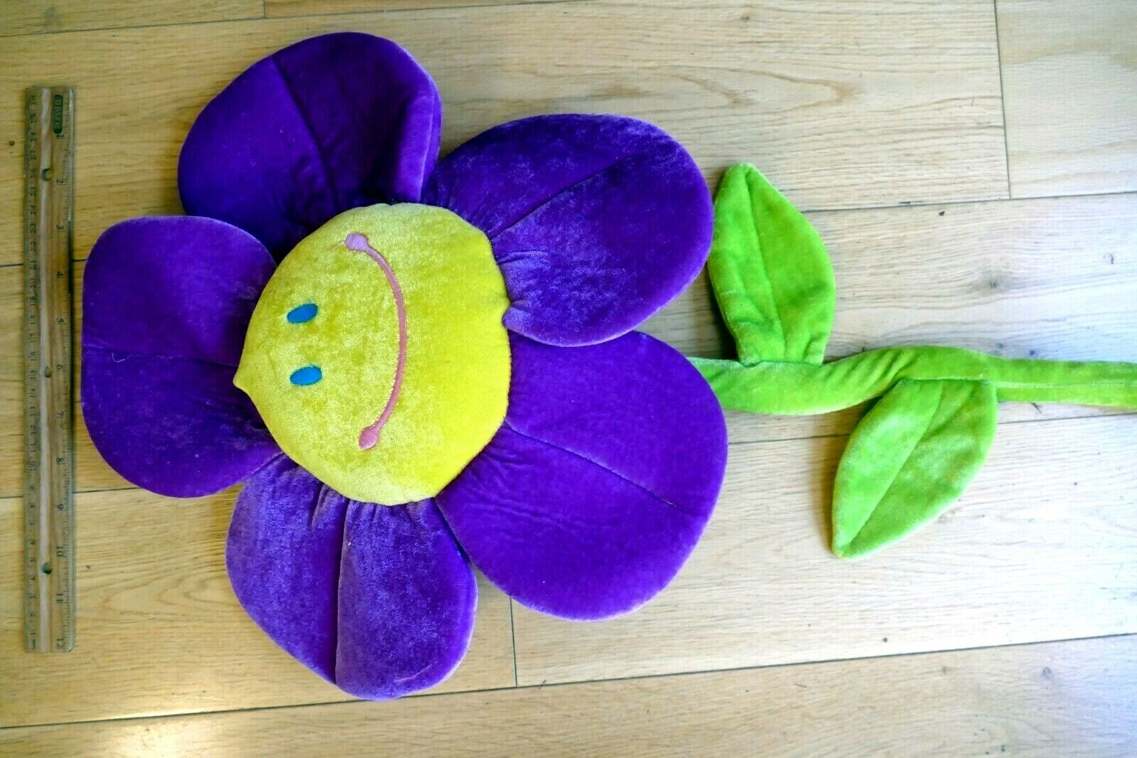 Large smiling sunflower flower soft plush stuffed toy 34" long good day