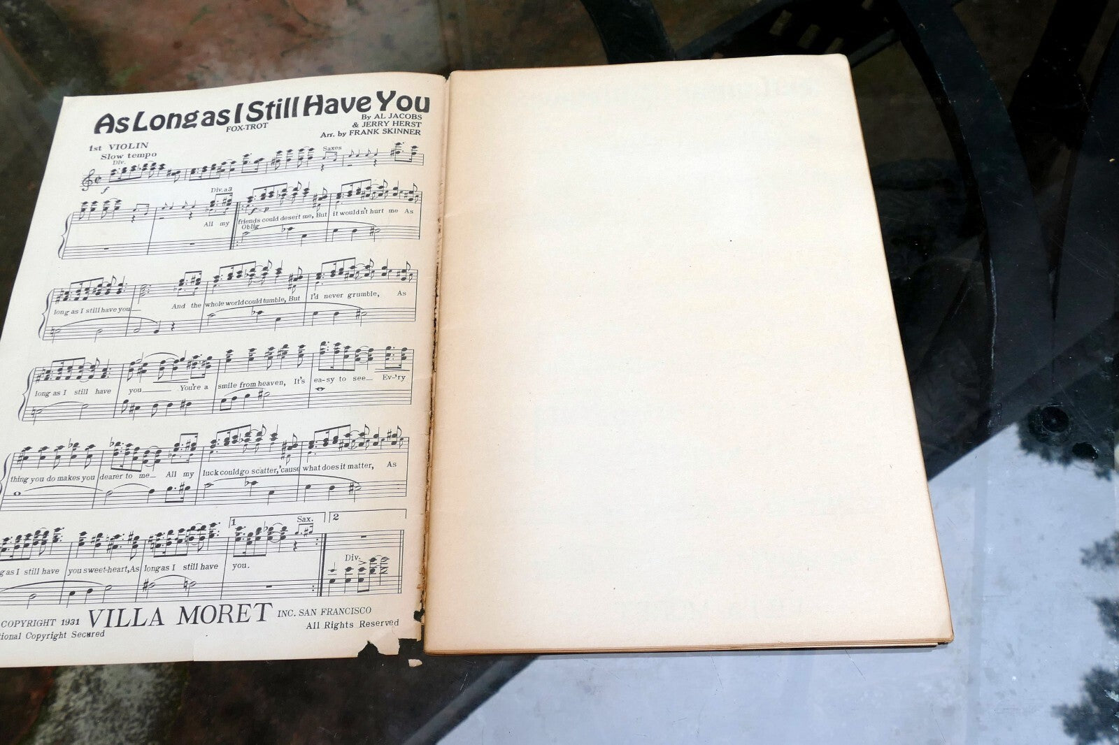 1931 Fox-Trot Sheet Music Al Jacobs Jerry Herst  Frank Skinner As long As I have