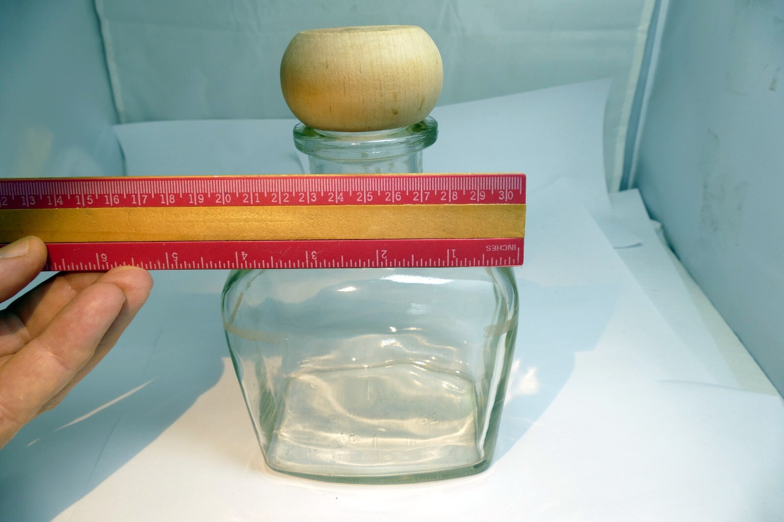 Glass Bottle with Wooden Stopper clear 1 quart