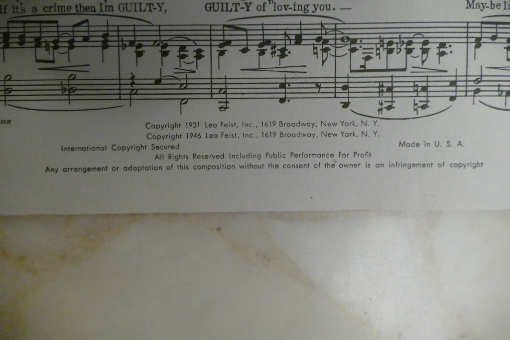 Guilty 1946 by Richard A. Whiting, Harry Akst and Gus Kahn, Leo Feist, Inc.