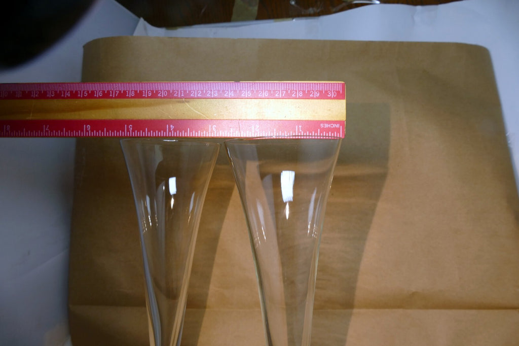 2 COLONY Glasses Flutes Wine Champagne Amaryllis Stem Cobalt Blue 11.2" tall set
