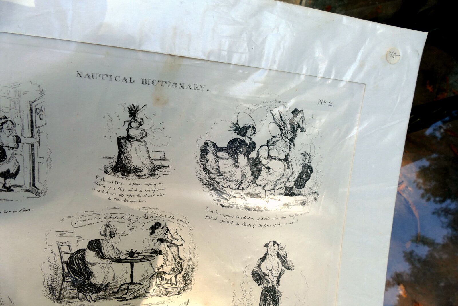 NAUTICAL DICTIONARY No 2 HENRY HEATH CARICATURE PRINT  1840 Victorian navy UK