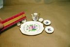 MINIATURE  CHINA VIOLETS FLOWERS PORCELAIN Tea Set JAPAN 7X11cm FLORAL DESIGN