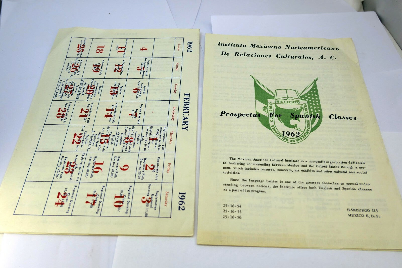 Instituto Mexicano Norteamericano de Relaciones Cultura 1962 Brochure Program