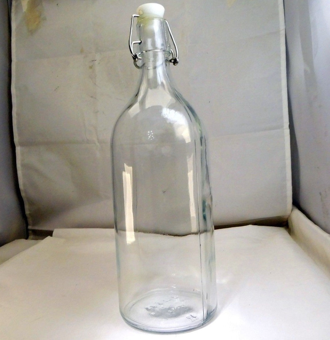 Swing top grolsch glass bottles 16 oz   clear   11x3.5" vintage