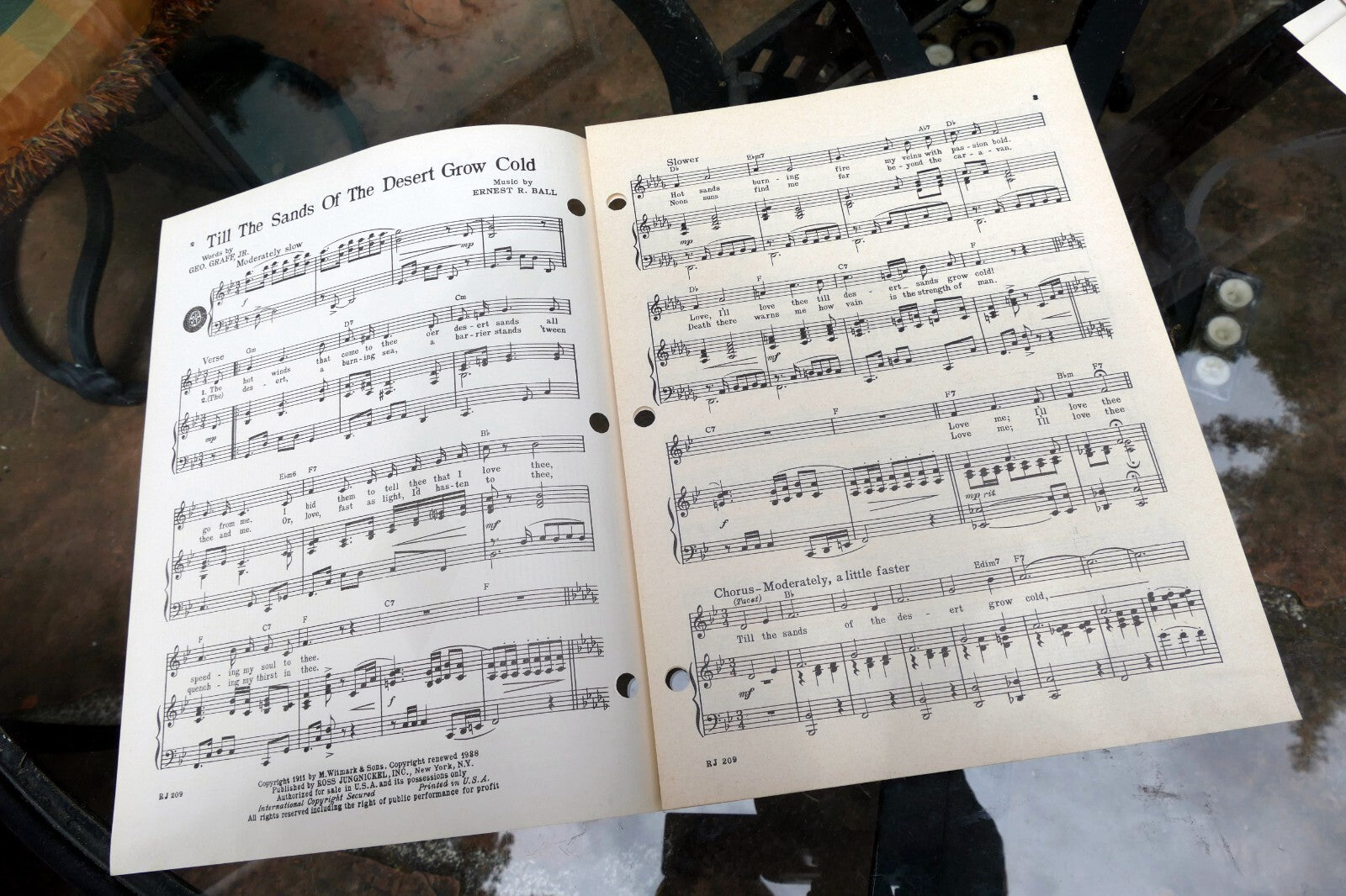 Till Sands of the Desert Grow cold by Earnest Ball  1911 Sheet Music