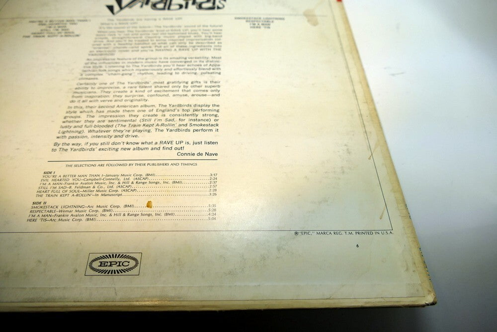 The Yardbirds – Having a RAVE UP with 60s LP LN24177 BN 26167 Epic Vinyl