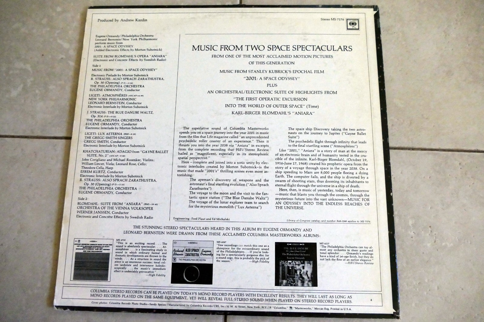 Ormandy/Bernstein ~ 2001 A Space Odyssey a 33⅓ Vinyl LP Recording NM MS 7176