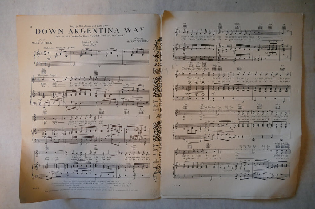 Down Argentina Way, 1934, "Down Argentina Way", by Harry Warren and Mack Gordon