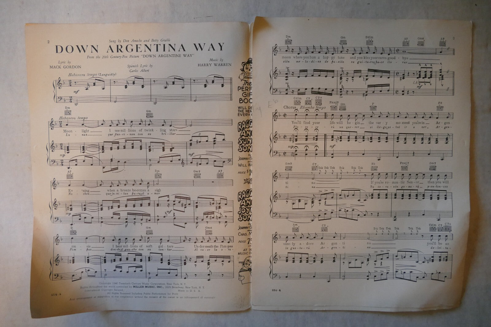 Down Argentina Way, 1934, "Down Argentina Way", by Harry Warren and Mack Gordon