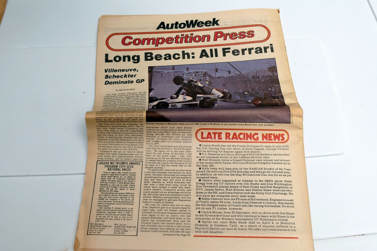 April 1979 Auto Week Magazine Jaguar MK II 3.8 Ferrari win Grand Prix West Pinto